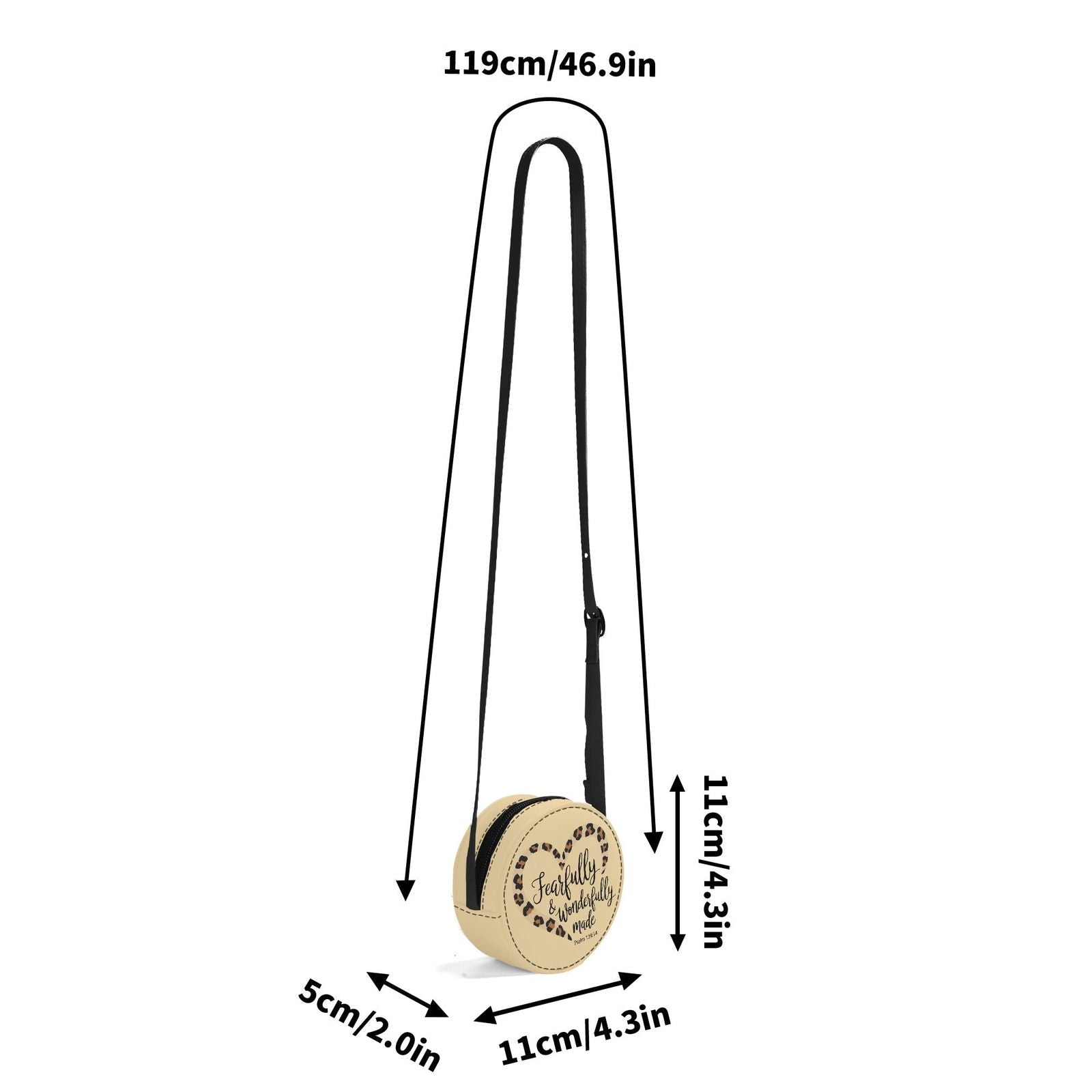 Fearfully And Wonderfully Made Christian Kids PU Small Round Bag Children Purse - ClaimedbyGodDesigns