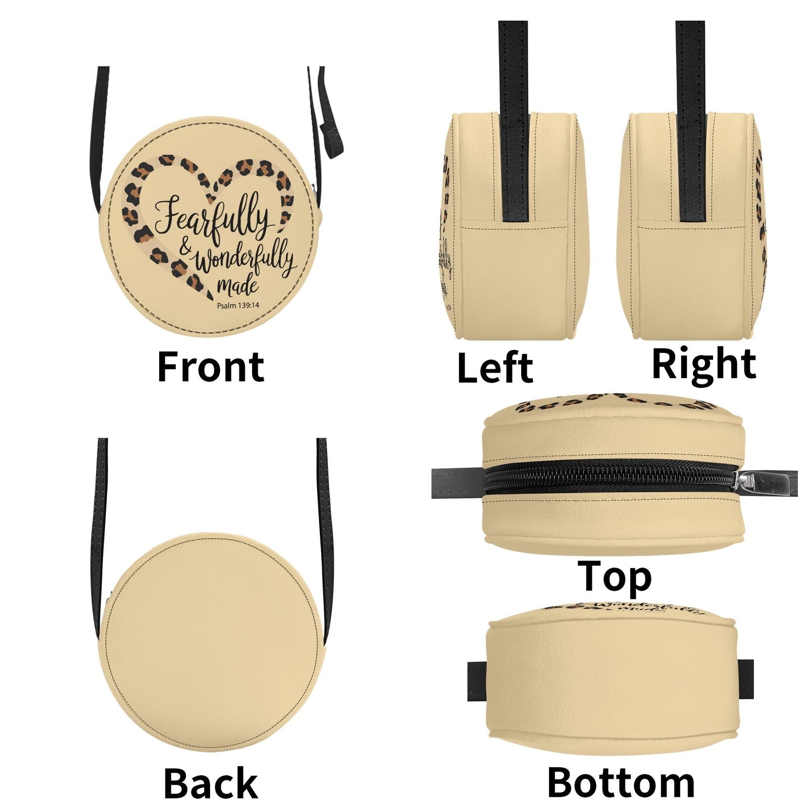 Fearfully And Wonderfully Made Christian Kids PU Small Round Bag Children Purse - ClaimedbyGodDesigns