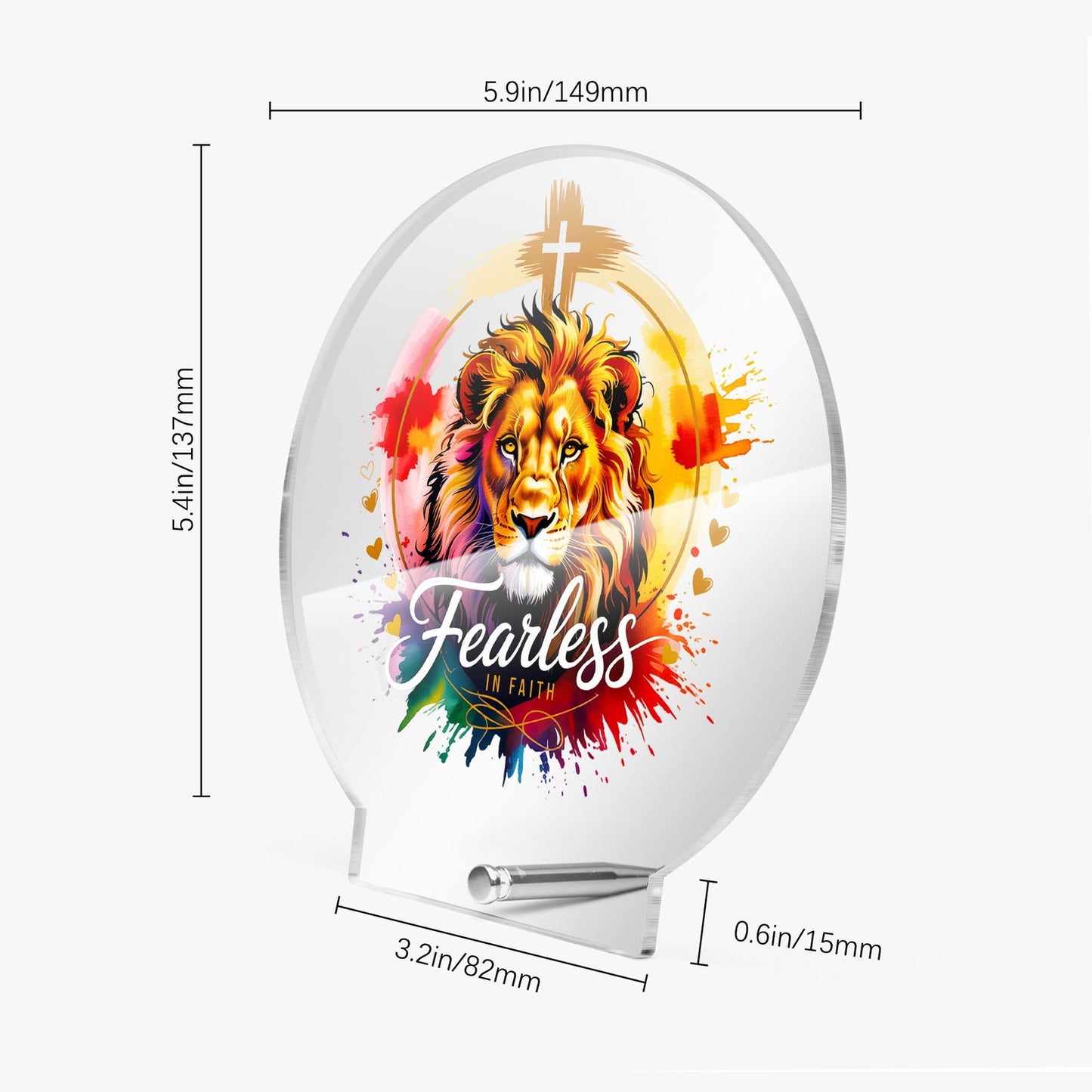 Fearless In Faith Christian Acrylic Plaque with Stand - Round - ClaimedbyGodDesigns