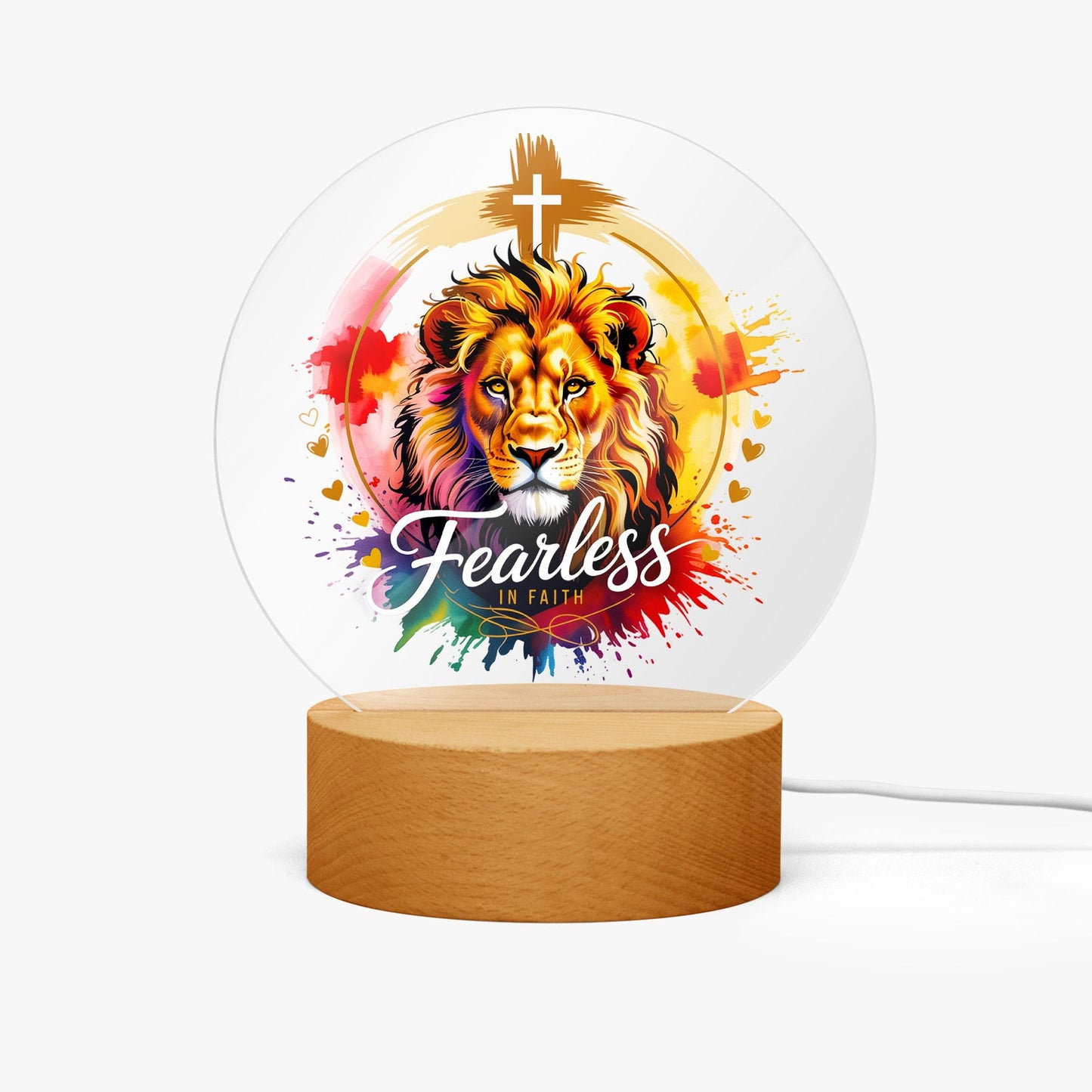 Fearless In Faith Christian Acrylic Plaque with Stand - Round - ClaimedbyGodDesigns