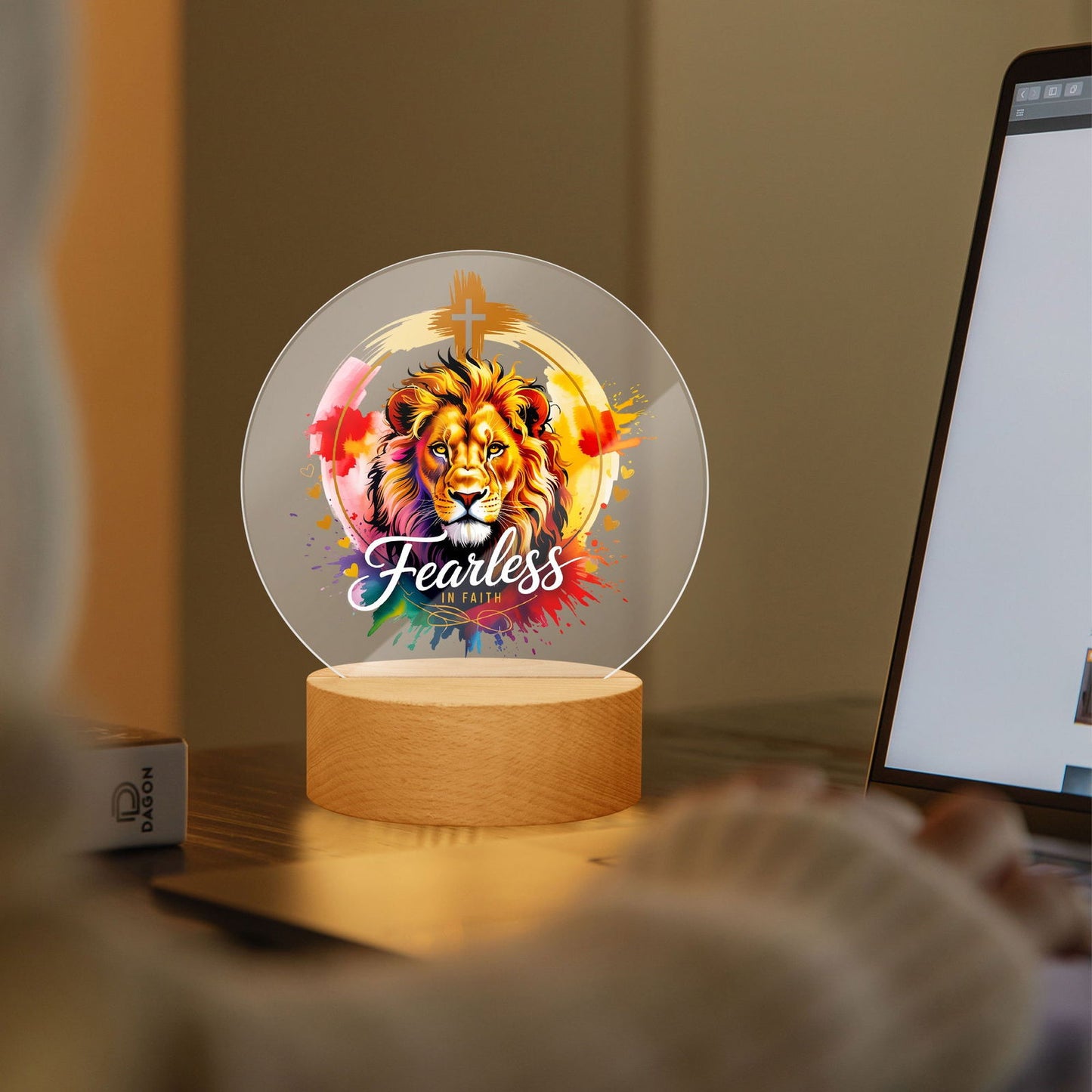 Fearless In Faith Christian Acrylic Plaque with Stand - Round - ClaimedbyGodDesigns