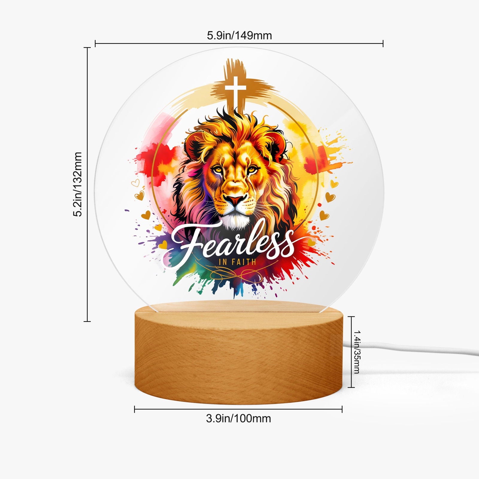Fearless In Faith Christian Acrylic Plaque with Stand - Round - ClaimedbyGodDesigns