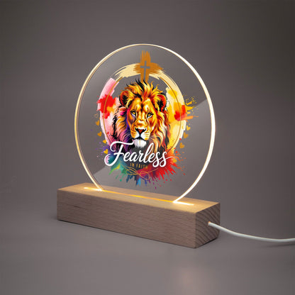 Fearless In Faith Christian Acrylic Plaque with Stand - Round - ClaimedbyGodDesigns