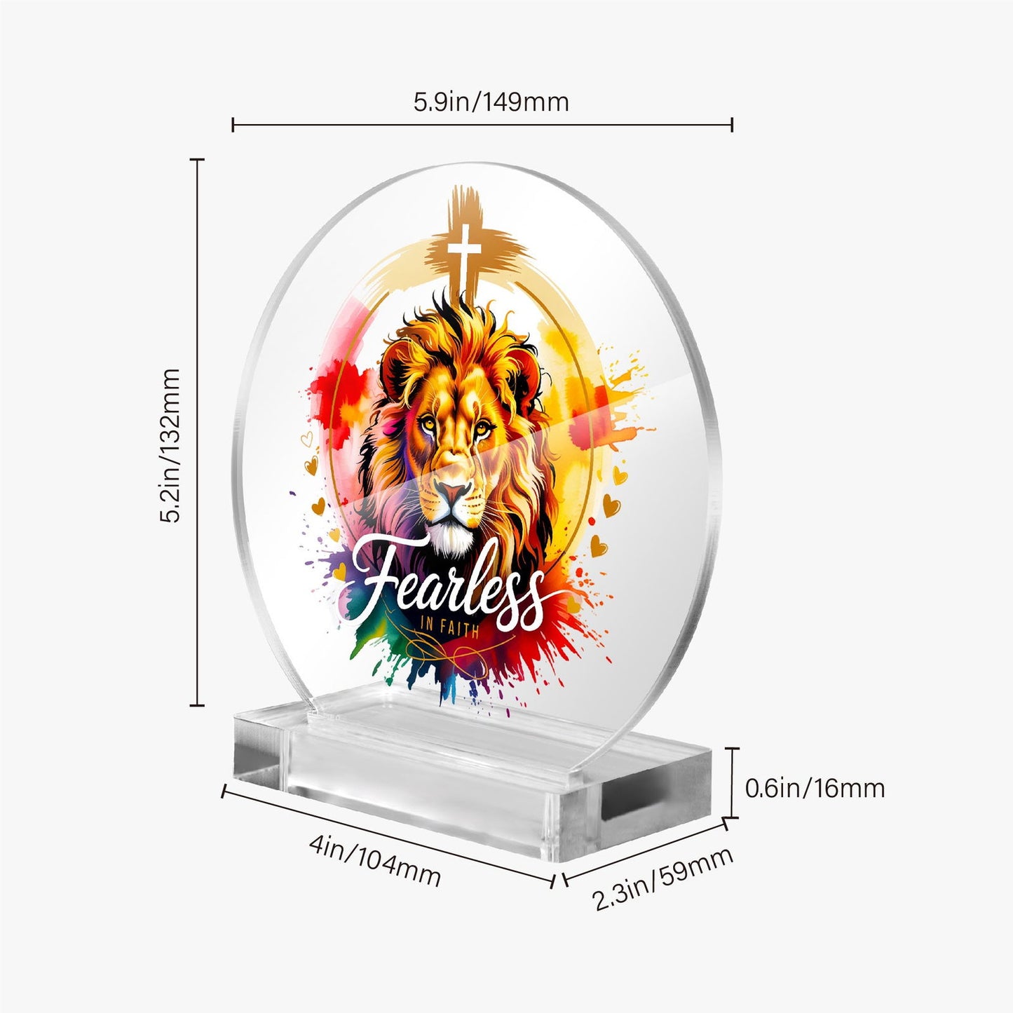 Fearless In Faith Christian Acrylic Plaque with Stand - Round - ClaimedbyGodDesigns