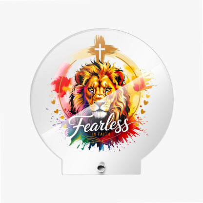 Fearless In Faith Christian Acrylic Plaque with Stand - Round - ClaimedbyGodDesigns