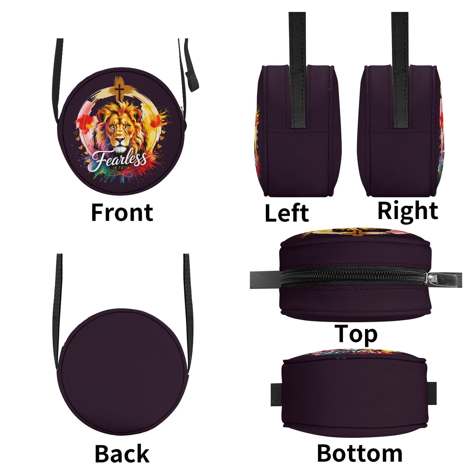 Fearless In Faith Christian Kids PU Small Round Bag Children Purse - ClaimedbyGodDesigns