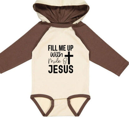 Fill Me Up With Milk and Him Baby Christian Jumpsuit with ears - ClaimedbyGodDesigns
