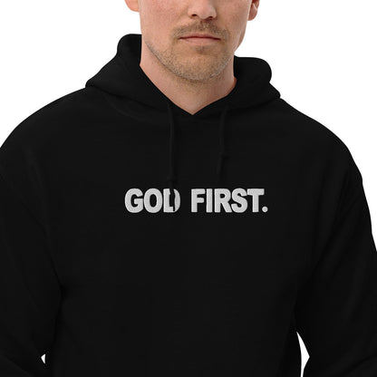 First Unisex Christian Embroidered Hooded Sweatshirt - ClaimedbyGodDesigns