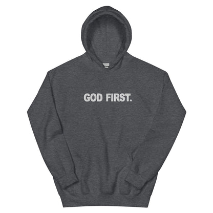 First Unisex Christian Embroidered Hooded Sweatshirt - ClaimedbyGodDesigns