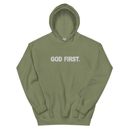 First Unisex Christian Embroidered Hooded Sweatshirt - ClaimedbyGodDesigns