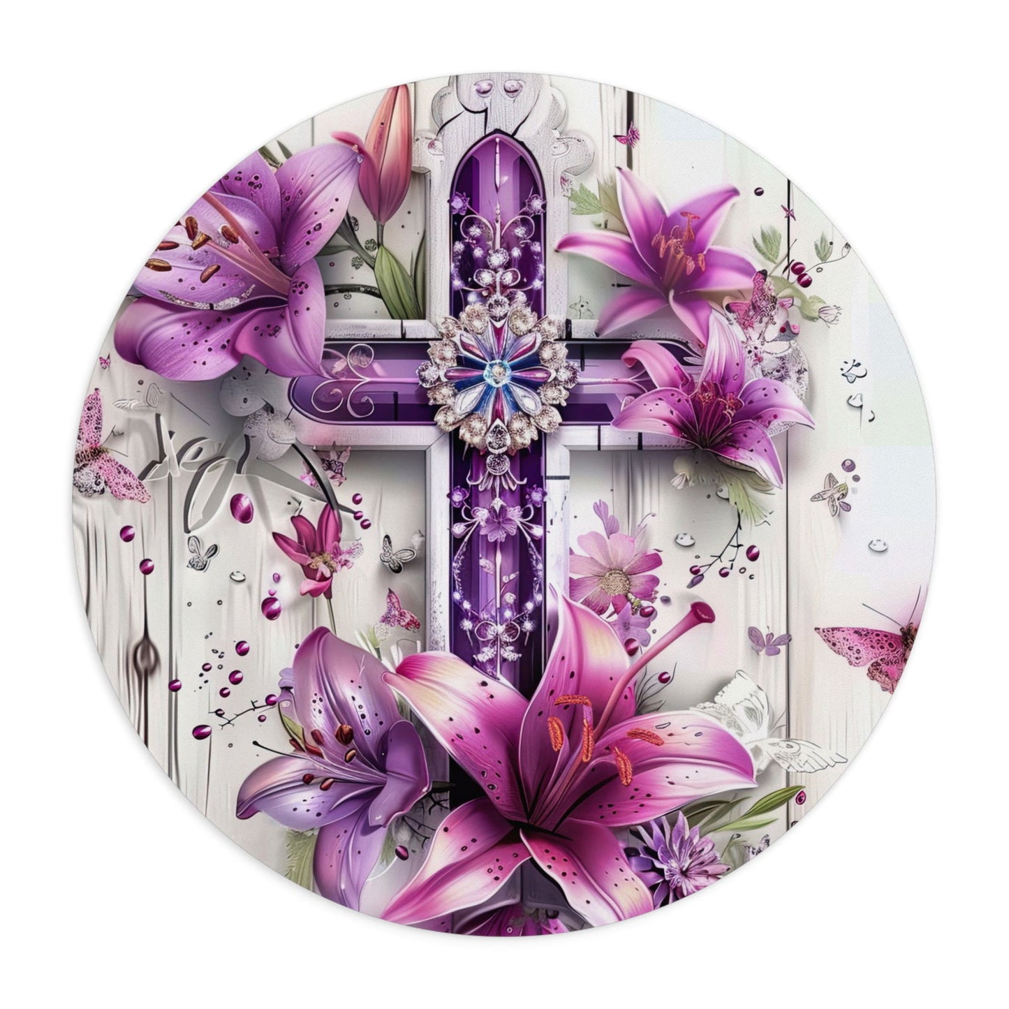 Floral Cross Christian Mouse Pad - ClaimedbyGodDesigns