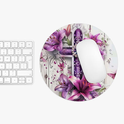 Floral Cross Christian Mouse Pad - ClaimedbyGodDesigns