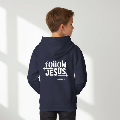Follow Him Youth Christian Full-Zip Hooded Sweatshirt - ClaimedbyGodDesigns
