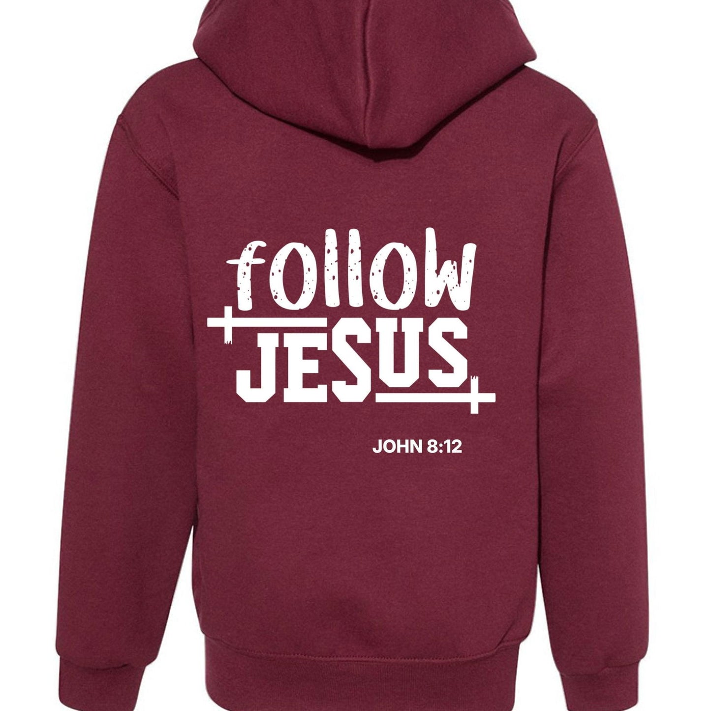 Follow Him Youth Christian Full-Zip Hooded Sweatshirt - ClaimedbyGodDesigns