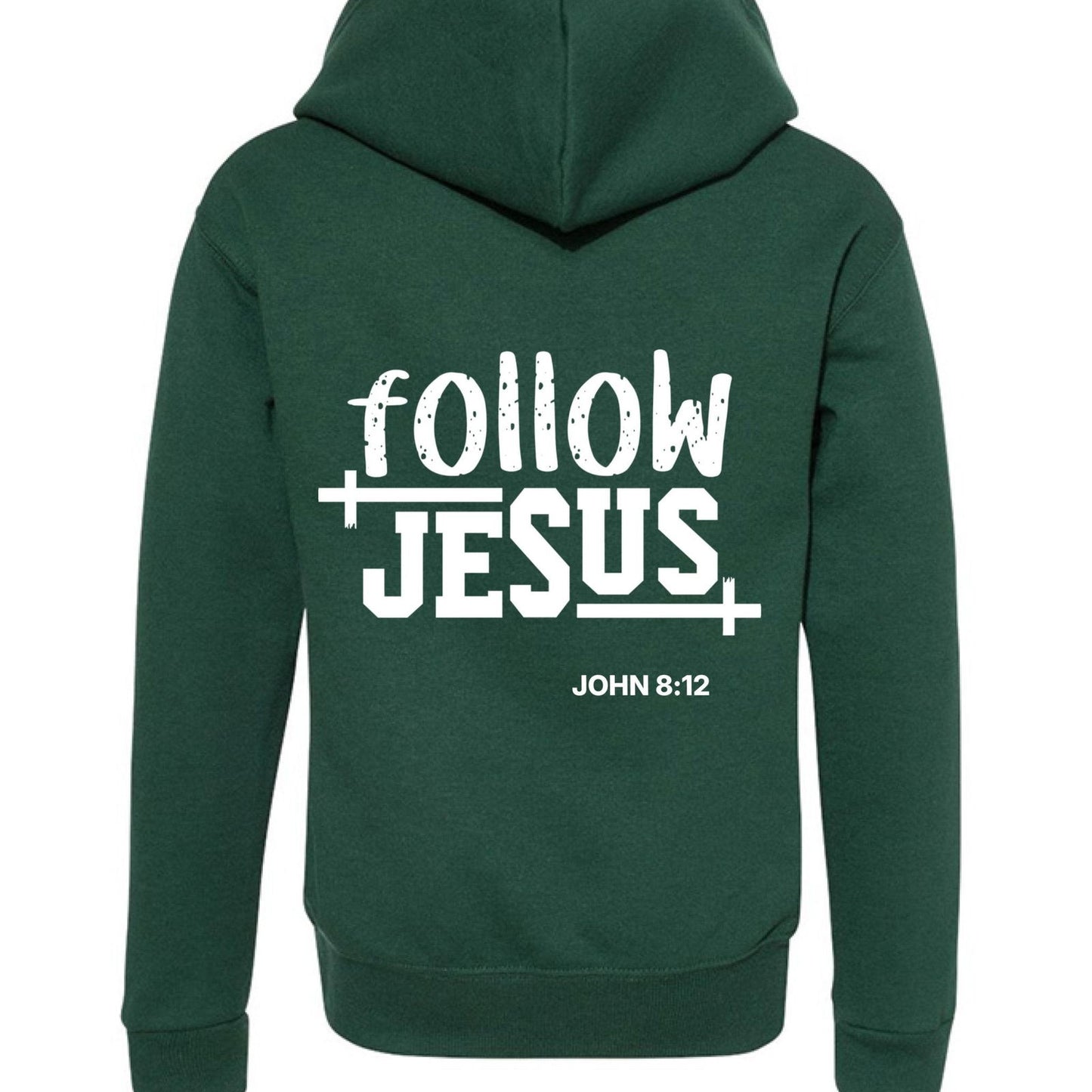 Follow Him Youth Christian Full-Zip Hooded Sweatshirt - ClaimedbyGodDesigns