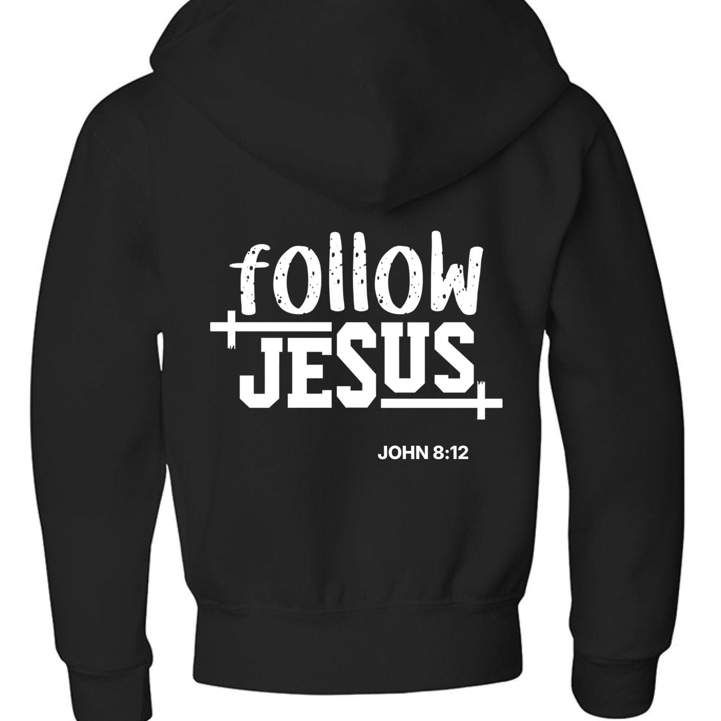 Follow Him Youth Christian Full-Zip Hooded Sweatshirt - ClaimedbyGodDesigns