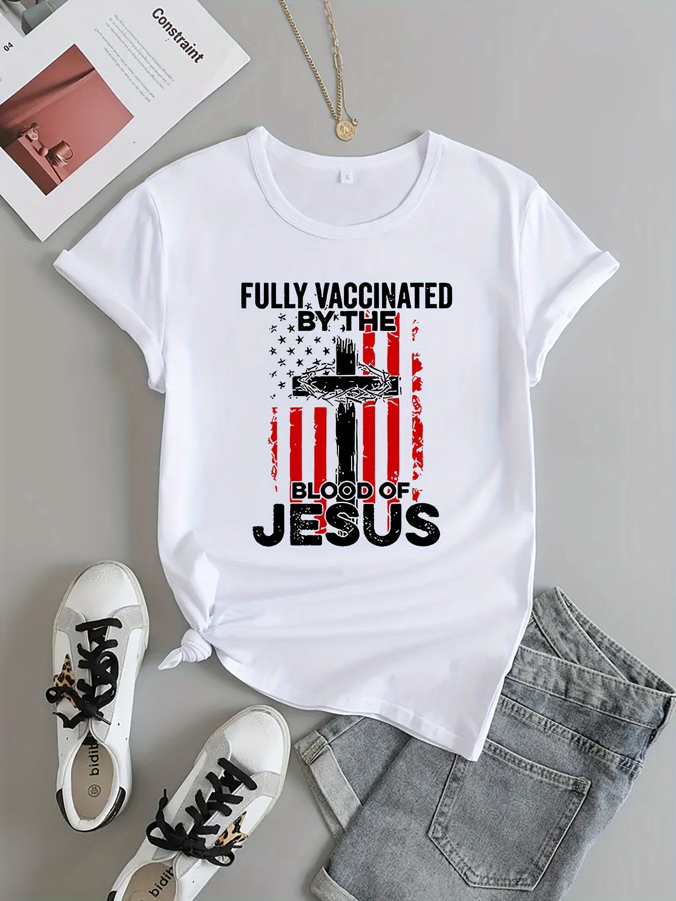 Fully Vaccinated By The Blood Of Jesus Women's Christian T-shirt - ClaimedbyGodDesigns