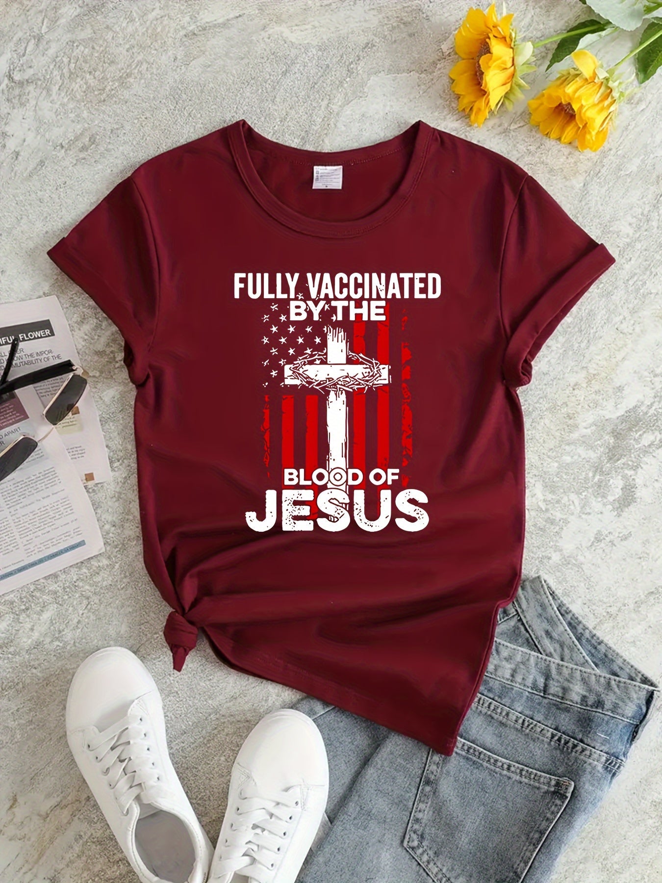 Fully Vaccinated By The Blood Of Jesus Women's Christian T-shirt - ClaimedbyGodDesigns