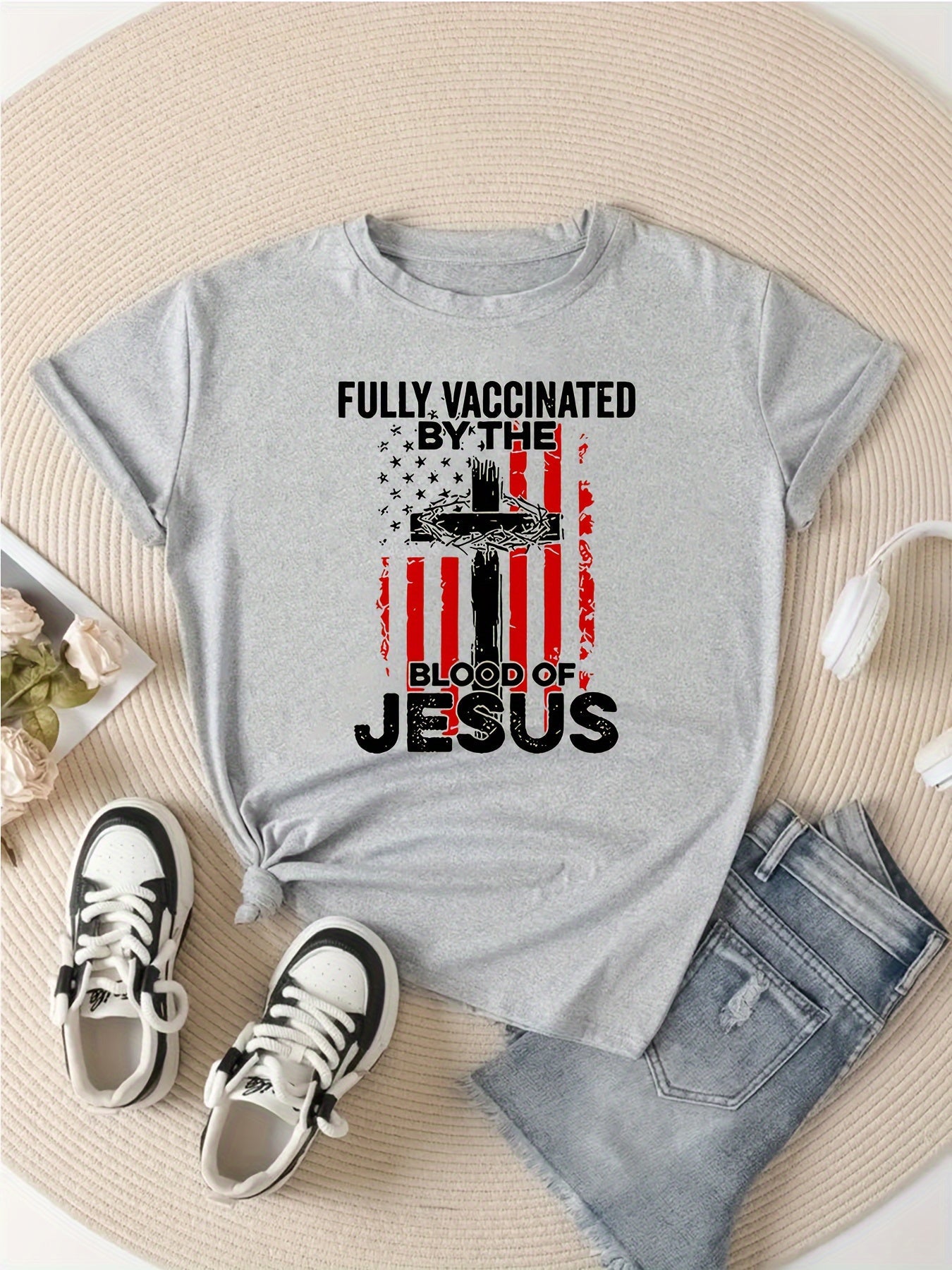 Fully Vaccinated By The Blood Of Jesus Women's Christian T-shirt - ClaimedbyGodDesigns