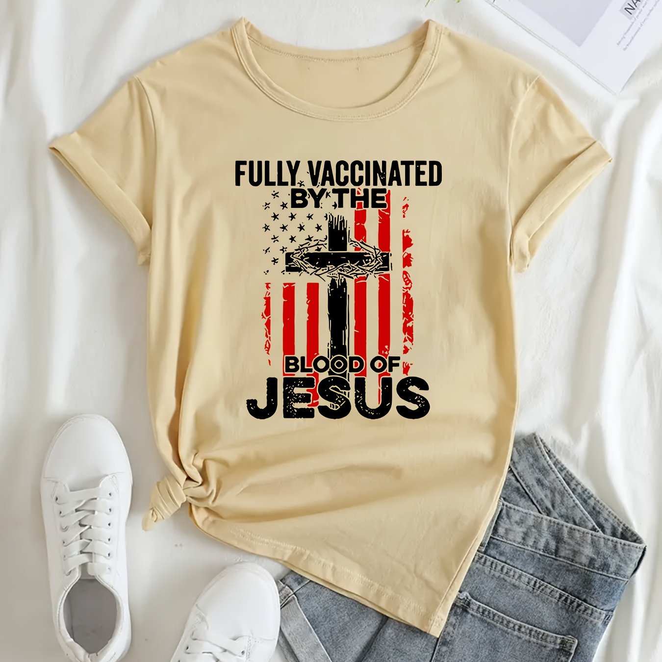 Fully Vaccinated By The Blood Of Jesus Women's Christian T-shirt - ClaimedbyGodDesigns