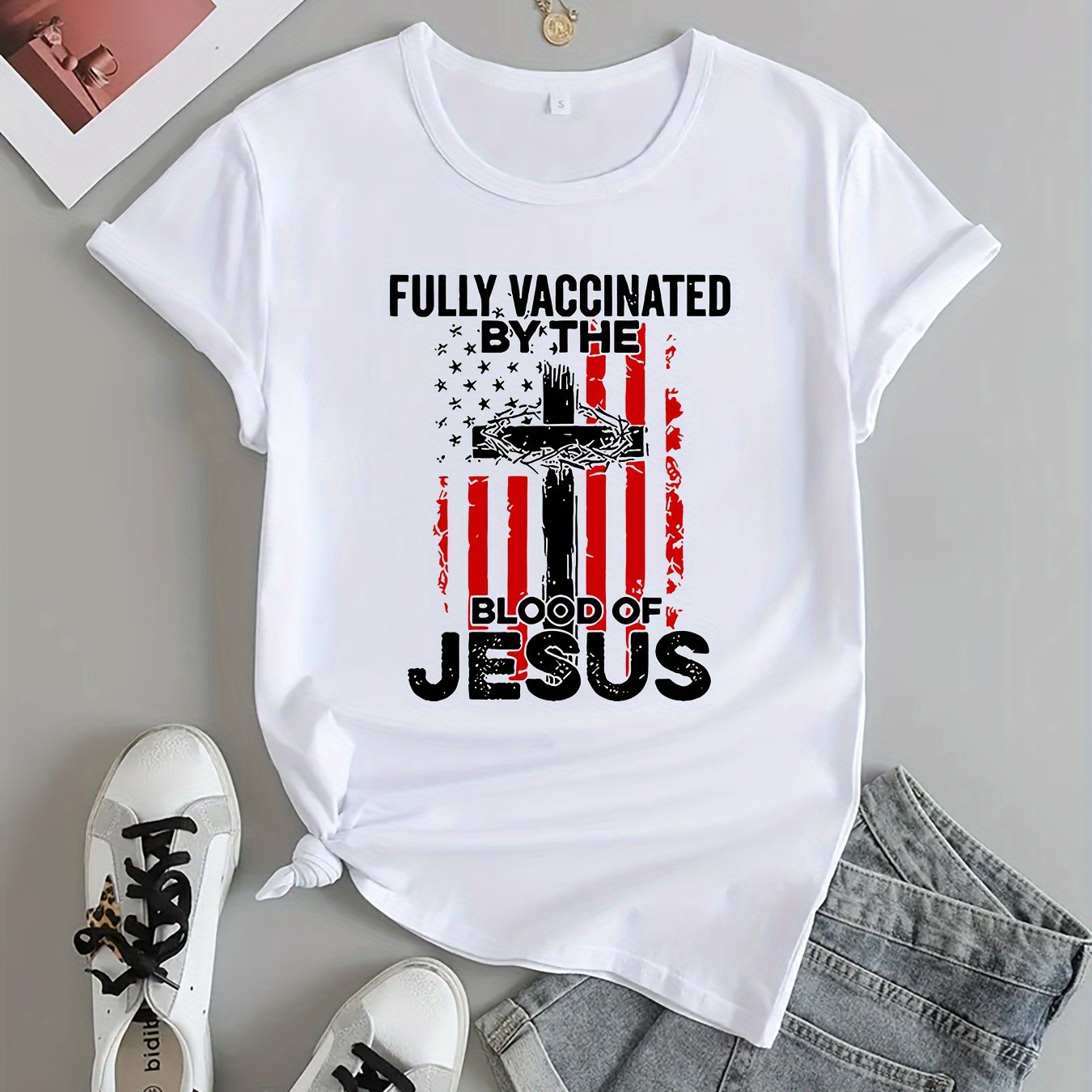 Fully Vaccinated By The Blood Of Jesus Women's Christian T-shirt - ClaimedbyGodDesigns