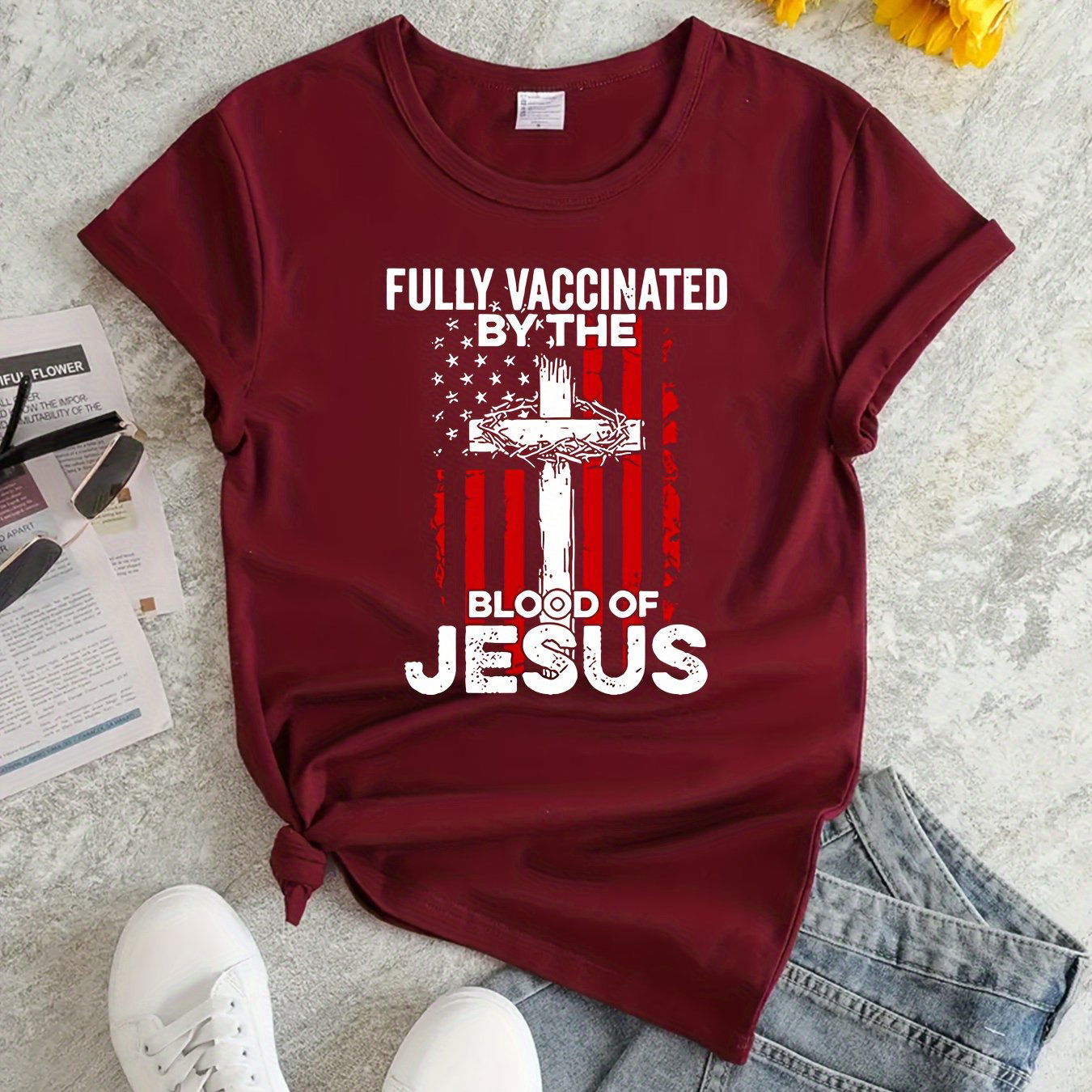 Fully Vaccinated By The Blood Of Jesus Women's Christian T-shirt - ClaimedbyGodDesigns