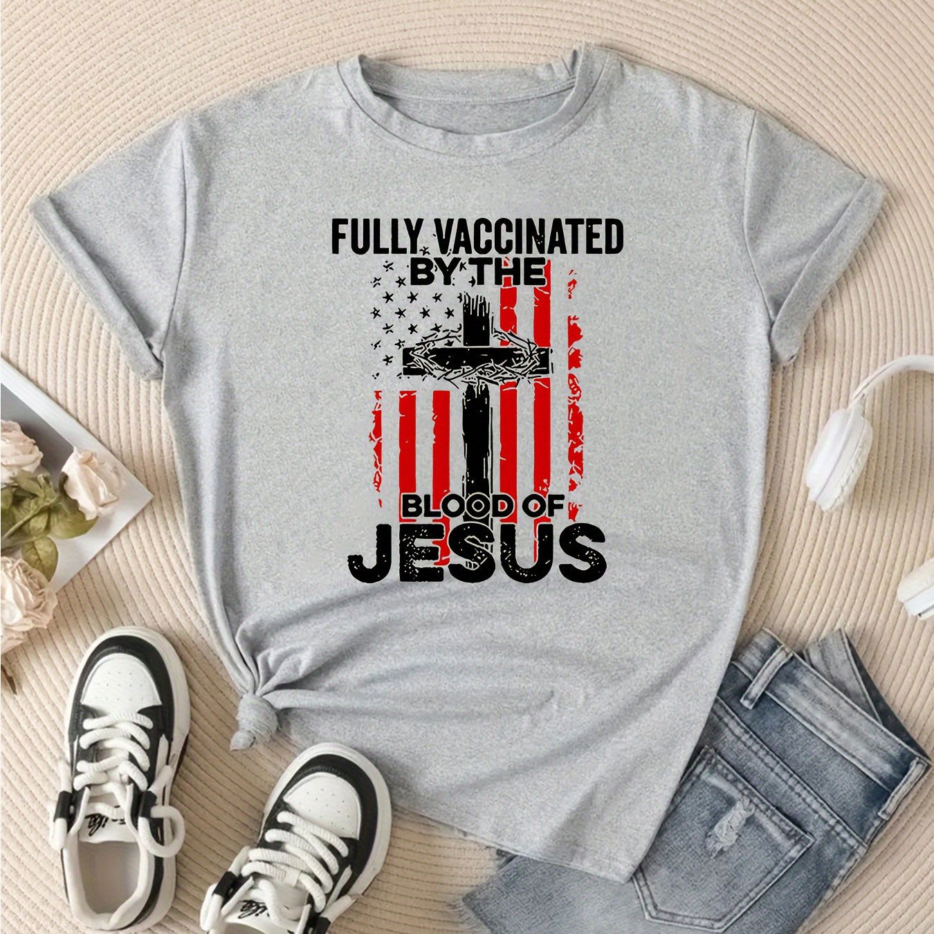 Fully Vaccinated By The Blood Of Jesus Women's Christian T-shirt - ClaimedbyGodDesigns