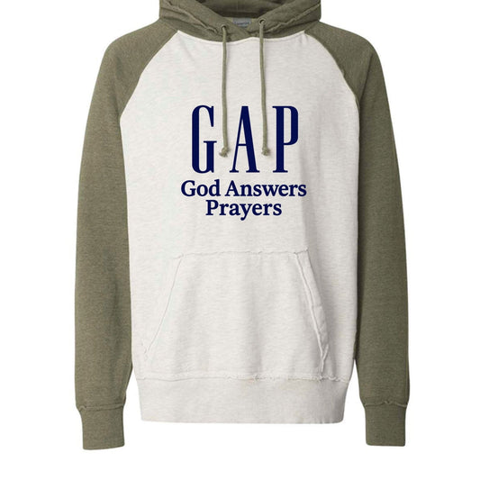 GAP He Answers Prayers Unisex Christian Vintage Heather Pullover Hooded Sweatshirt - ClaimedbyGodDesigns