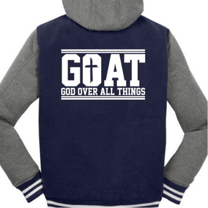GOAT Christian Insulated Letterman Jacket - ClaimedbyGodDesigns