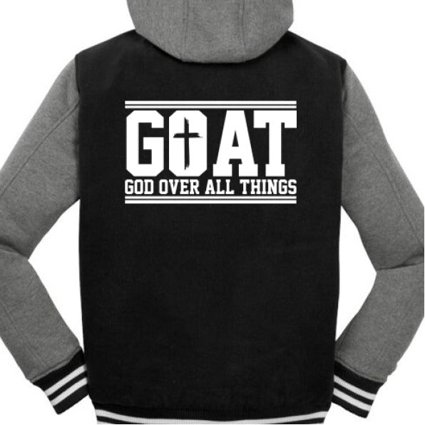 GOAT Christian Insulated Letterman Jacket - ClaimedbyGodDesigns