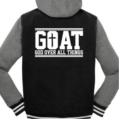 GOAT Christian Insulated Letterman Jacket - ClaimedbyGodDesigns
