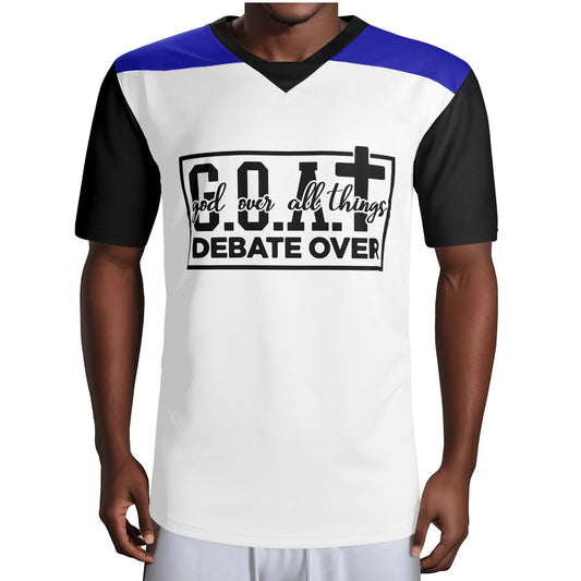 GOAT God Over All Things Debate Over Men's Christian Rugby Jersey - ClaimedbyGodDesigns