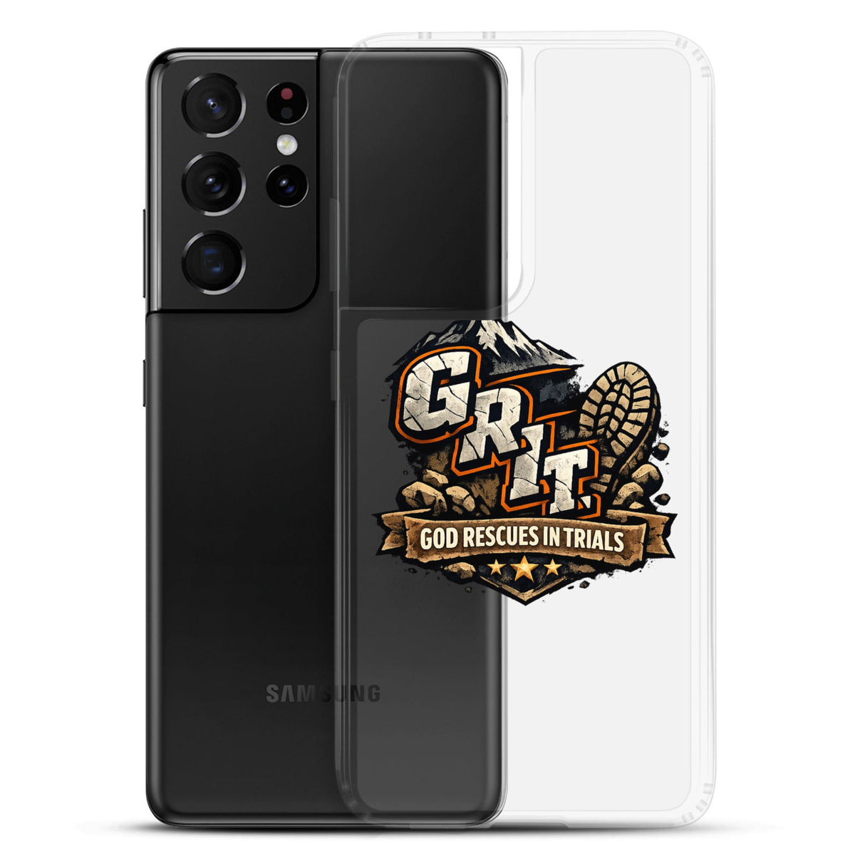 GRIT God Rescues In Trials Christian Clear Phonecase for Samsung® - ClaimedbyGodDesigns