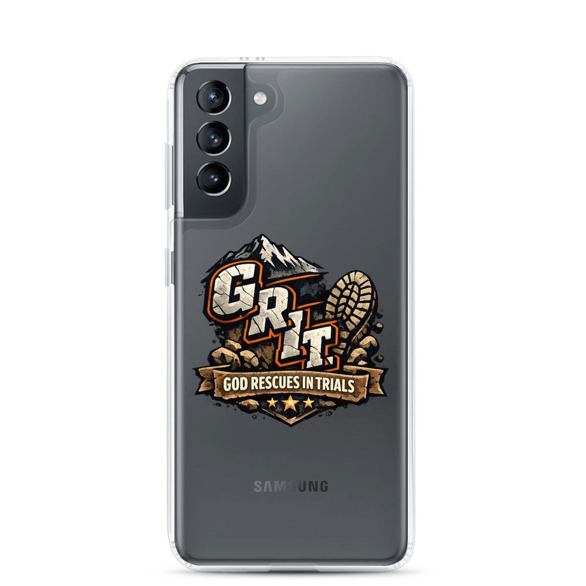 GRIT God Rescues In Trials Christian Clear Phonecase for Samsung® - ClaimedbyGodDesigns