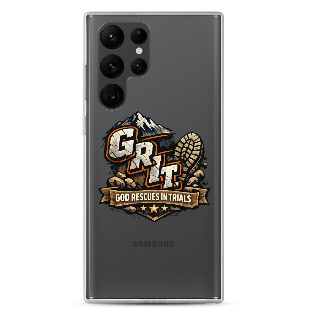 GRIT God Rescues In Trials Christian Clear Phonecase for Samsung® - ClaimedbyGodDesigns