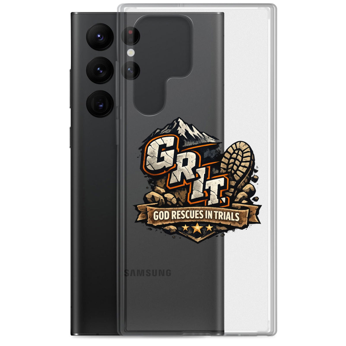 GRIT God Rescues In Trials Christian Clear Phonecase for Samsung® - ClaimedbyGodDesigns