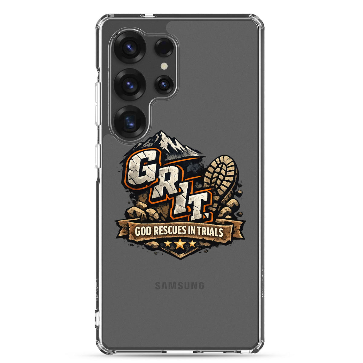 GRIT God Rescues In Trials Christian Clear Phonecase for Samsung® - ClaimedbyGodDesigns
