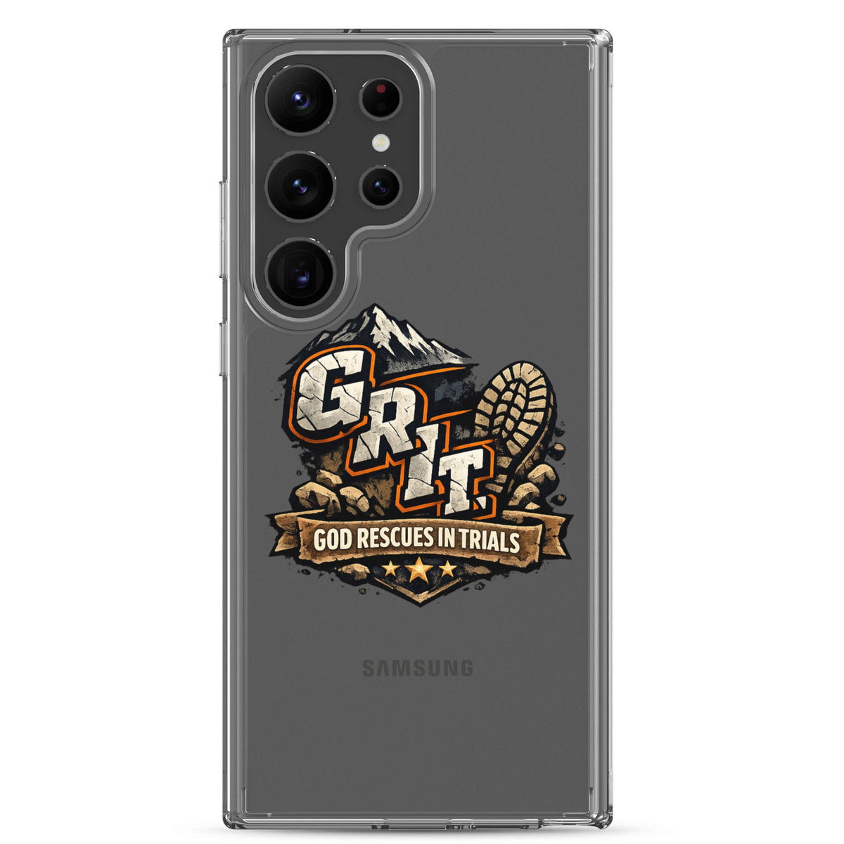GRIT God Rescues In Trials Christian Clear Phonecase for Samsung® - ClaimedbyGodDesigns