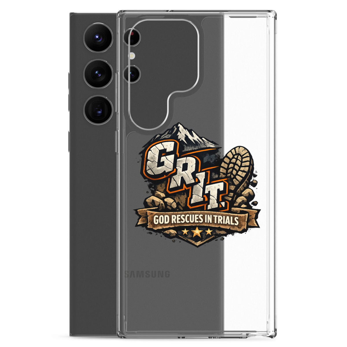 GRIT God Rescues In Trials Christian Clear Phonecase for Samsung® - ClaimedbyGodDesigns