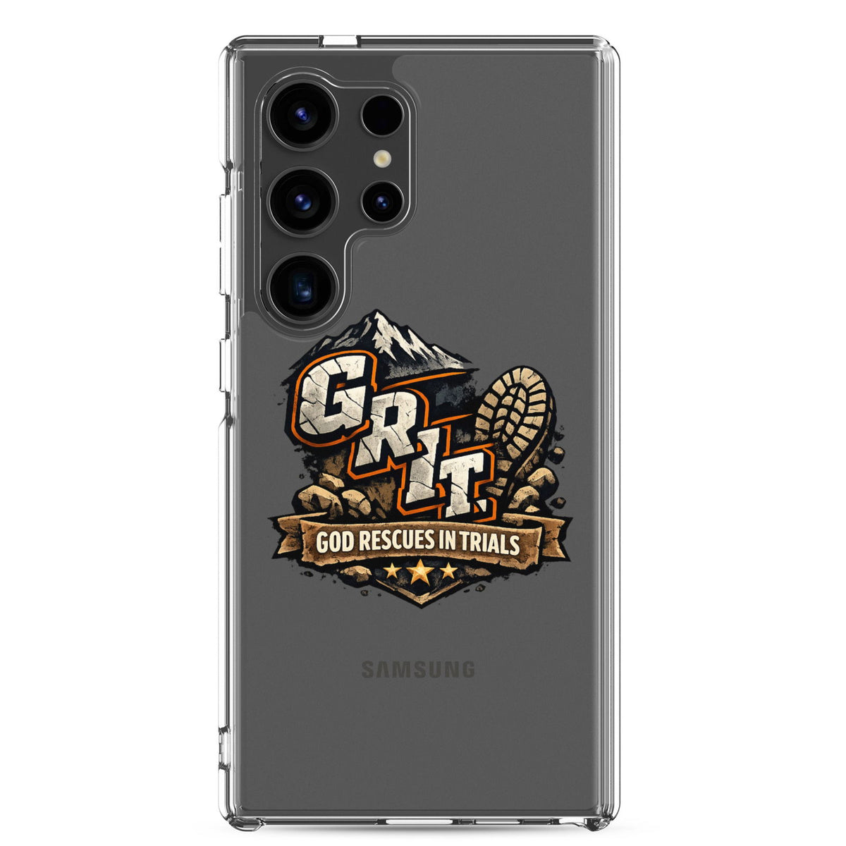 GRIT God Rescues In Trials Christian Clear Phonecase for Samsung® - ClaimedbyGodDesigns