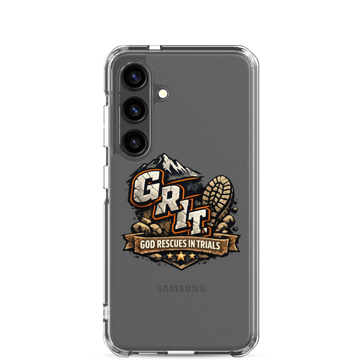 GRIT God Rescues In Trials Christian Clear Phonecase for Samsung® - ClaimedbyGodDesigns