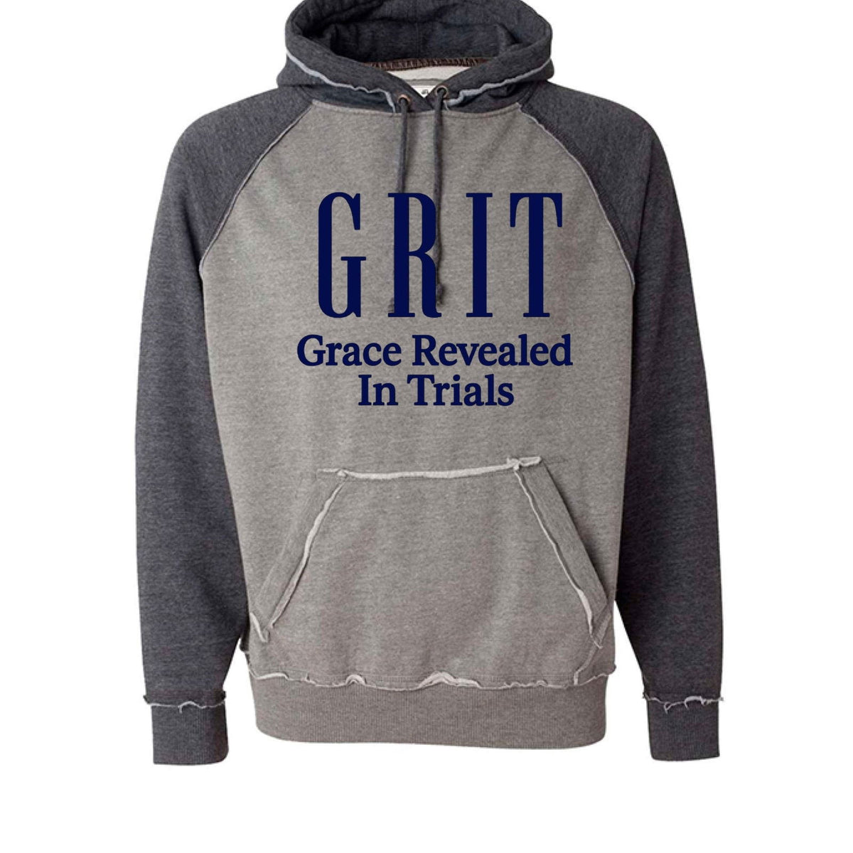 GRIT Grace Revealed In Trials Unisex Christian Vintage Heather Pullover Hooded Sweatshirt - ClaimedbyGodDesigns