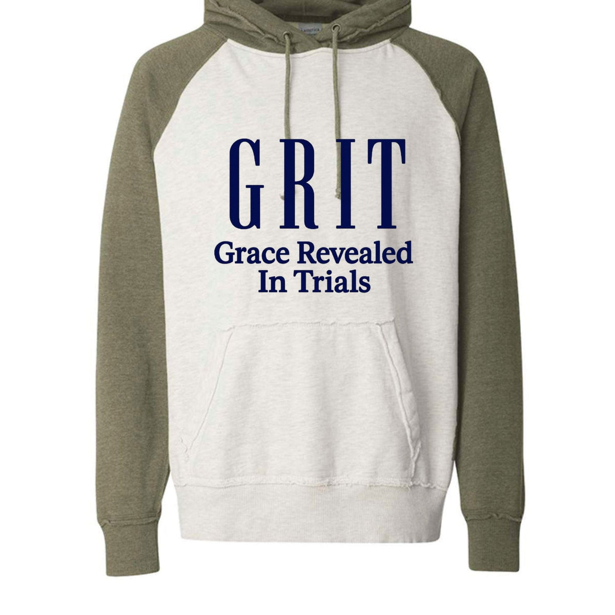 GRIT Grace Revealed In Trials Unisex Christian Vintage Heather Pullover Hooded Sweatshirt - ClaimedbyGodDesigns