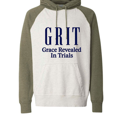 GRIT Grace Revealed In Trials Unisex Christian Vintage Heather Pullover Hooded Sweatshirt - ClaimedbyGodDesigns