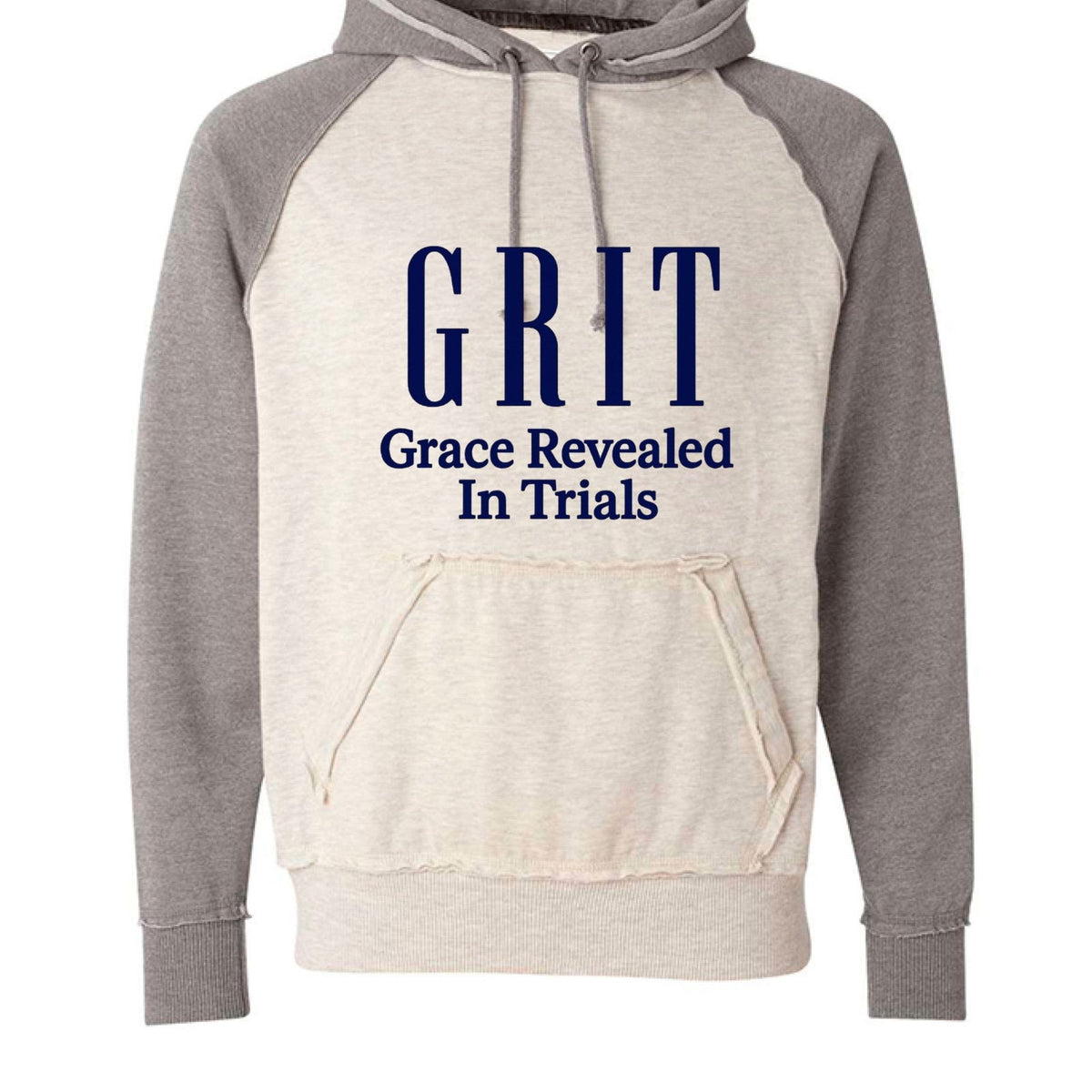 GRIT Grace Revealed In Trials Unisex Christian Vintage Heather Pullover Hooded Sweatshirt - ClaimedbyGodDesigns
