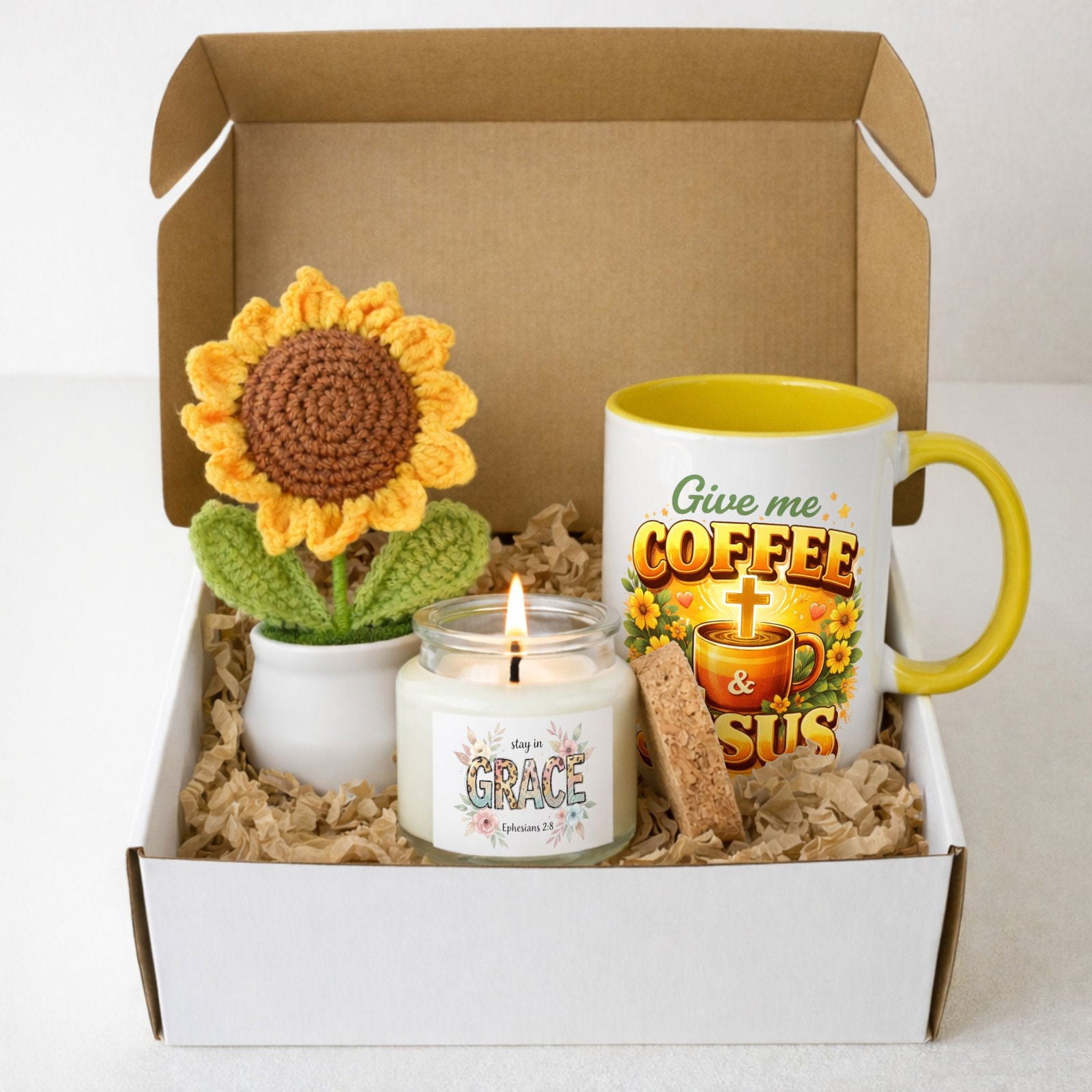 Give Me Coffee And Jesus Hello Sunshine Christian Gift Set - ClaimedbyGodDesigns