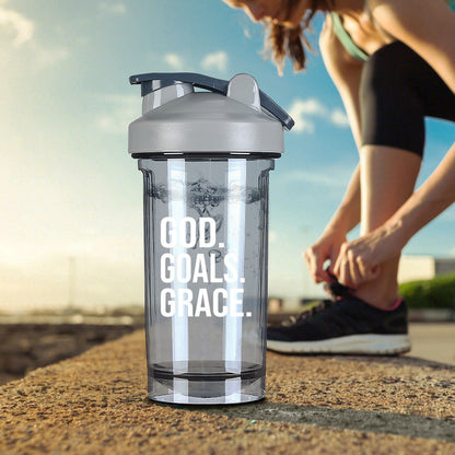 Goals Grace Christian Fitness Protein Shake Bottle - ClaimedbyGodDesigns