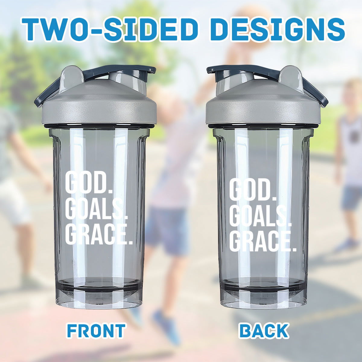 Goals Grace Christian Fitness Protein Shake Bottle - ClaimedbyGodDesigns