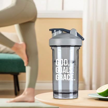 Goals Grace Christian Fitness Protein Shake Bottle - ClaimedbyGodDesigns