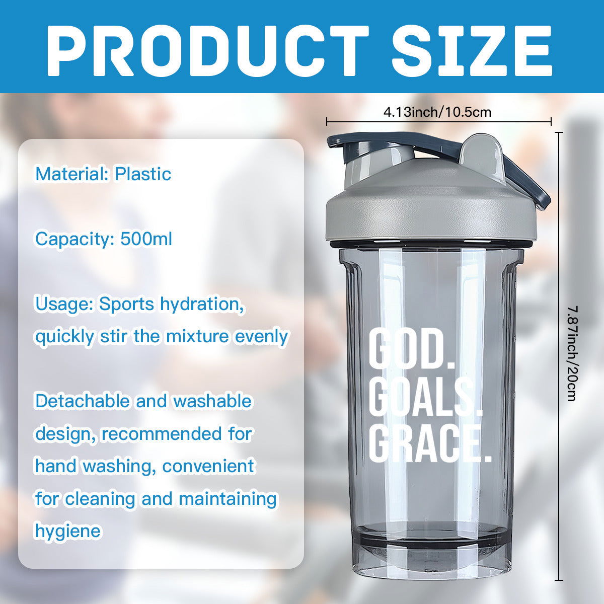 Goals Grace Christian Fitness Protein Shake Bottle - ClaimedbyGodDesigns